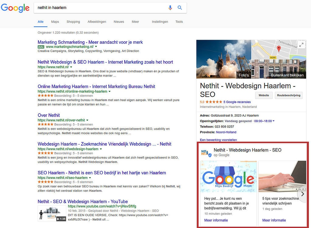 Google Posts Voorbeeld