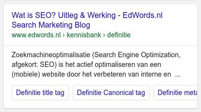 Google Sitelinks Carrousel Voorbeeld