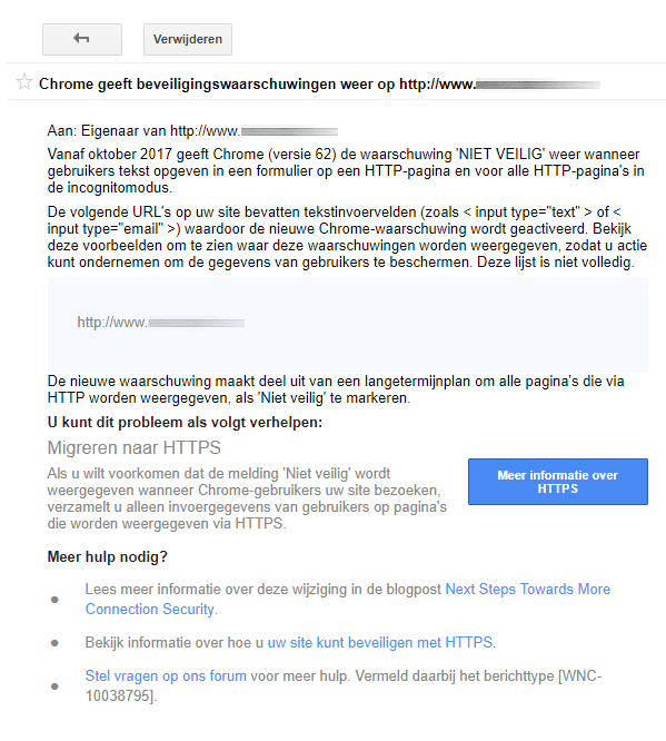 beveiligingswaarschuwing google search console