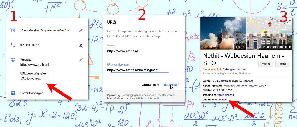 Google Mijn Bedrijf Nieuwe Actie URLS